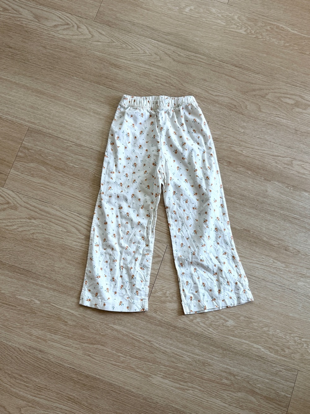 Noa de Cajou Girls Floral Lounge PJ Pants 4-5Y White 100% Cotton Elastic Bottoms